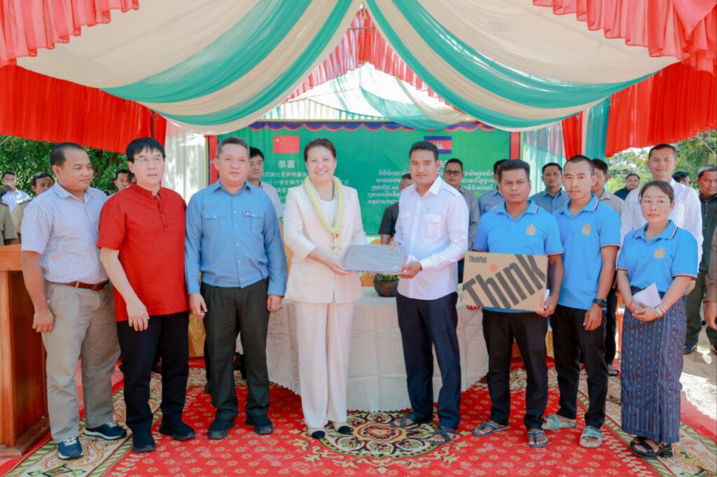 Students benefiting from donated laptops in a Cambodian school supported by SSF’s education initiative
