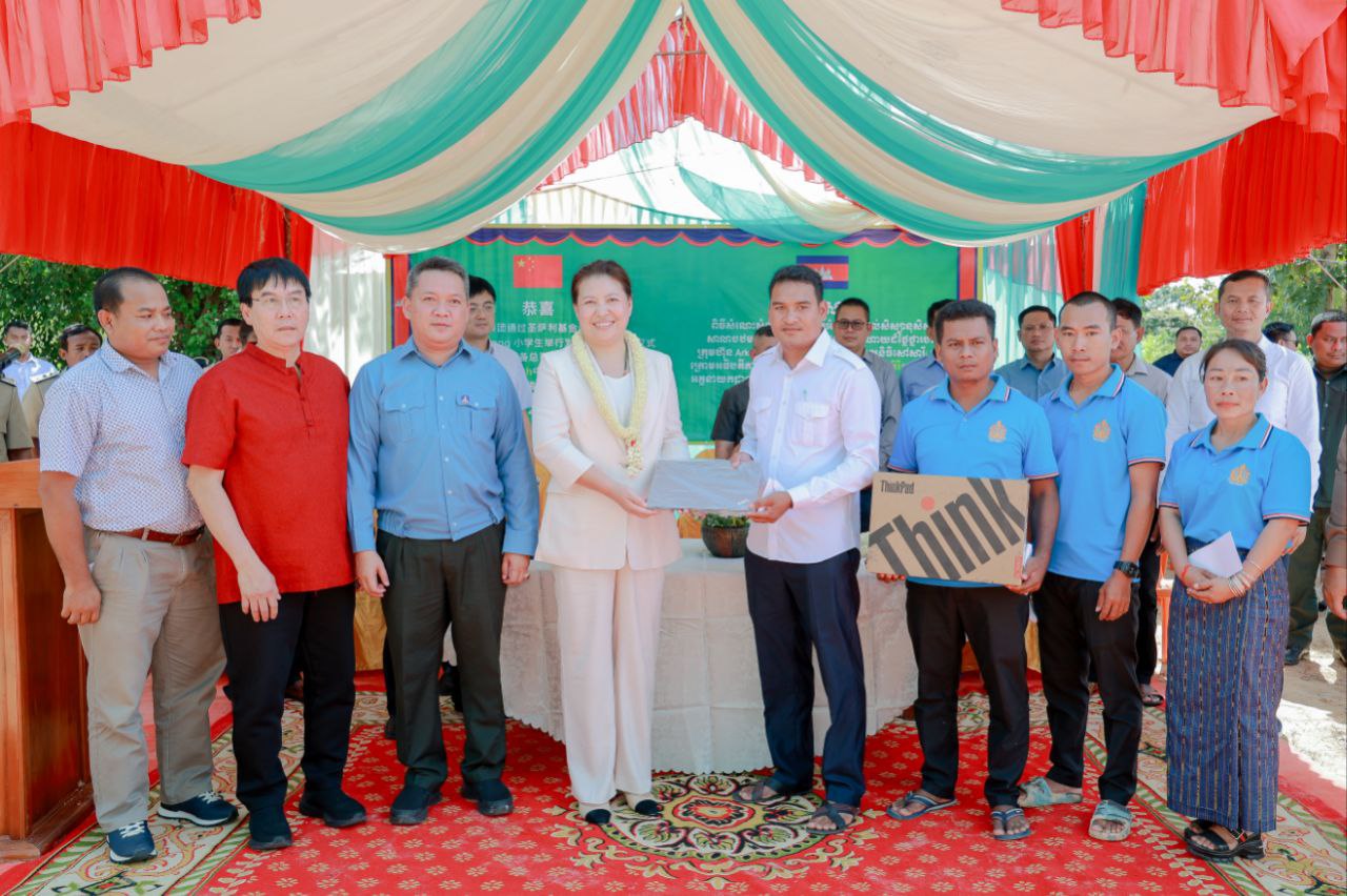 Students benefiting from donated laptops in a Cambodian school supported by SSF’s education initiative